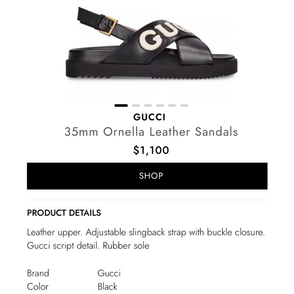 GUCCI • Black Ornella Logo Appliqué Crossover Leather Slingback Sandals, 8.5 - Picture 14 of 16